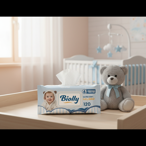 Biolly 120 toallitas húmedas Baby Gold - Textura gruesa tipo panal, apta para pieles sensibles - Product Image 3