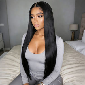 Extensiones de Cabello Humano Liso Yaki para Crochet, Color Negro Natural, Hechas a Mano, para Mujer, 100% Cabello Humano, Sin Enredos - Product Image 4