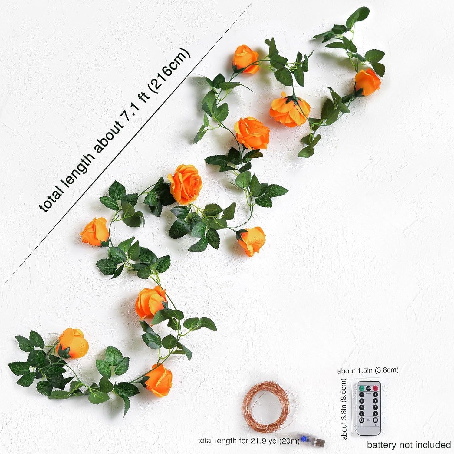 เถากุหลาบสีส้ม [2ม.] พร้อมไฟ