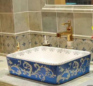 Matt Color rectangular Ceramic lavabo art luxury bathroom sinks wash basin Price