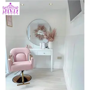 Paket Grosir Furnitur Salon Kecantikan Tata Rambut Merah Muda dan Perlengkapan Kursi Sampo Paket Stasiun Cermin Kursi Penataan