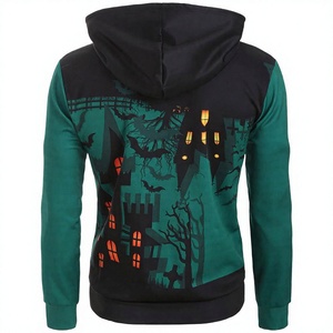 Sudadera con capucha estampada de Halloween para hombre, de manga larga, informal, con cordón y bolsillos laterales, diseño verde y negro - Product Image 3