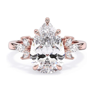 Anillo de compromiso SGARIT personalizado con diamante talla pera de 3 quilates, oro amarillo de 14K, certificado IGI, estilo clásico para mujer con piedra lateral marquesa. - Product Image 2