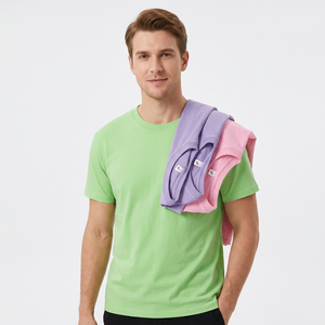 เสื้อยืดคอกลมแขนสั้นผู้ชาย ผ้าฝ้าย 100% ทรงปกติ สีพื้น เรียบง่าย ระบายอากาศได้ดี ผ้าถักน้ำหนัก 240 กรัม ย้อมสีพื้น - Product Image 1