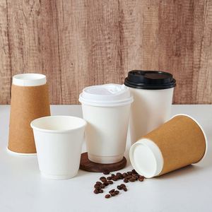 แก้วกาแฟชาแบบใช้แล้วทิ้งสองชั้นปรับแต่งได้ วัสดุรีไซเคิลเกรดอาหาร พิมพ์ลายตามสั่ง เป็นมิตรกับสิ่งแวดล้อม บรรจุภัณฑ์แบบนำกลับบ้าน - Product Image 3