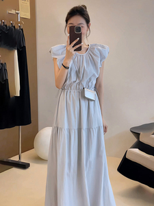 Robe élégante et tendance pour femmes de grande taille, avec manches bouffantes, nouveau style coréen pour l'été, robe trapèze taille haute - Product Image 2