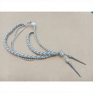 Aiguillettes d'uniforme en fil métallique de luxe, couleur unie, tressées, finition enduite, avec logo personnalisé, fermeture auto-agrippante, vente en gros d'usine - Product Image 1