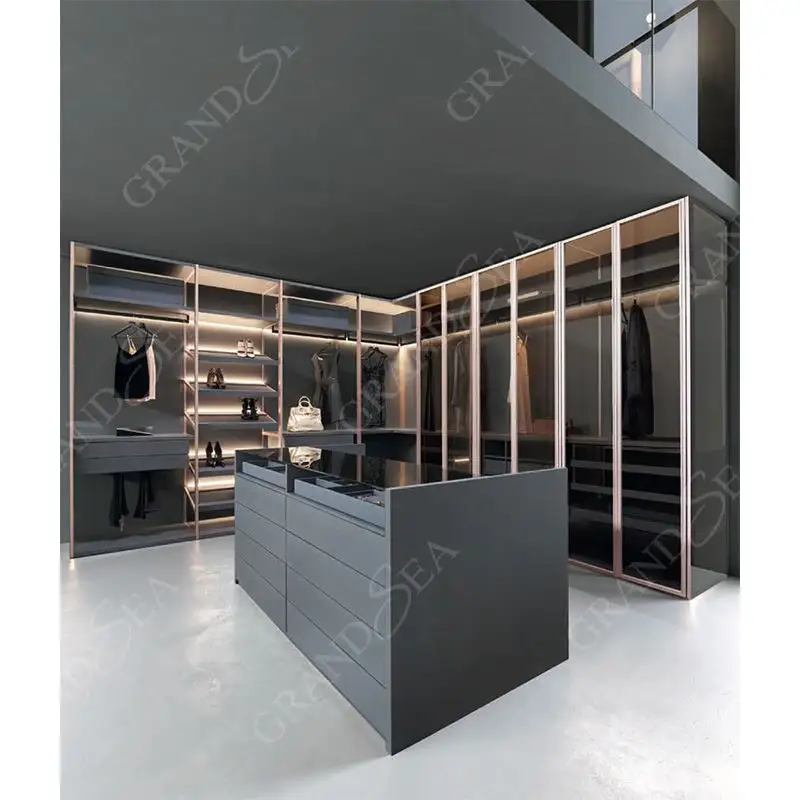 Whole house customization modern style walk in wardrobe closet with dress table high end home furniture