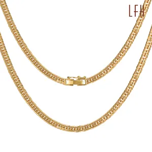 Fashion Luxury Japanese jewelry Curb Chain Women Real Pure Solid 18k Gold Cuban Link Chain Necklace Real Gold Jewelry 18k