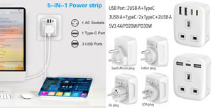 Regleta <span class=keywords><strong>de</strong></span> Enchufes Leishen PD 20W, 5 en 1, <span class=keywords><strong>de</strong></span> Reino Unido a Estados Unidos, Esencial para Viajes, con Puerto Tipo-C para Estados Unidos, Irlanda, Inglaterra, Kenia, Dubái, <span class=keywords><strong>Londres</strong></span> - Product Image 2