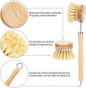 Cepillo para Platos de Bambú con Logotipo Personalizado, Cepillo de Limpieza de Madera con Cerdas Naturales de Sisal de Larga Duración para Lavar Platos, Sartenes y Tazones de Cocina - Product Image 3