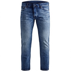 Jean en denim coupe droite pour homme, délavé moyen, coupe classique, taille mi-haute, décontracté, avec boutons, printemps - Product Image 2