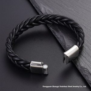 स्टेनलेस स्टील चुंबकीय बकल थोक फैशन आकर्षण ब्रेसलेट यूरोपीय अमेरिकी चमड़े की रस्सी - Product Image 2