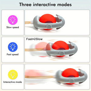 Jouet interactif intelligent rechargeable par USB 2-en-1, souris mobile avec balle, jouet amusant pour animaux de compagnie, jouets automatiques pour chatons, jouets en silicone pour chats lasse - Product Image 5