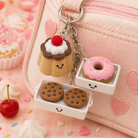 Niedliche Dessert-Serie 3D-Gedruckter Druckknopf-Schlüsselanhänger Spielzeug Mini-Clicker Charm für Werbegeschenke Kuchen Schokoladen-Schlüsselanhänger