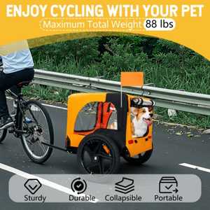 Remorque <span class=keywords><strong>de</strong></span> vélo pliable pour chien 16 pouces roues antidérapant <span class=keywords><strong>sol</strong></span> à dégagement rapide cadre laisse 30KG capacité <span class=keywords><strong>de</strong></span> charge remorque <span class=keywords><strong>de</strong></span> vélo pour animaux <span class=keywords><strong>de</strong></span> compagnie - Product Image 2