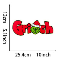 Grandes écussons thermocollants en chenille pailletée Grinch de Noël, broderies et appliques pour vêtements et sweats à capuche, motif arbre de Noël et thème festif