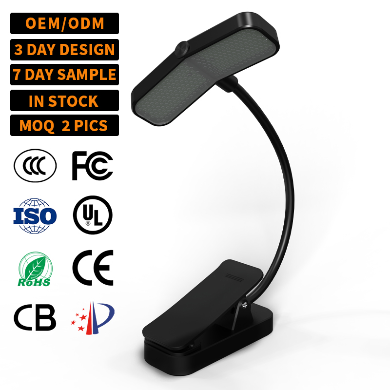 Lampada Da Lettura A LED Portatile Con Clip E Pannello Piatto – 3 Luci, Display Timer, Ricaricabile USB – Bianco, Autonomia Fino A 35 Ore