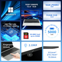 Ordinateur Portable Original avec Déverrouillage par Empreinte Digitale Intel Core i7-1195G7, 16 Go + 512 Go, Écran IPS 120 Hz de 15,6 Pouces