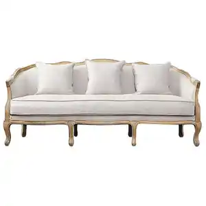 Antique French Style 3 seat solid wood frame Design sofa set furniture for Living room and wedding event rental furniture sofa