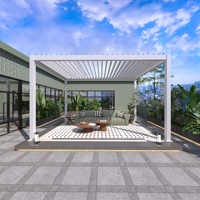 Pergola à persiennes motorisée en aluminium 3x3 3x4 4x3 4x4 Gazebo avec cadre en poudre Bois traité sous pression Style nature extérieur