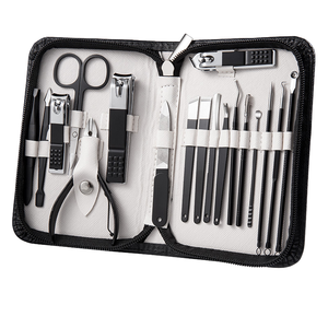 5 in 1 Stainless Steel Professional Pedicure <b>Kit</b> with <b>Nail</b> Scissors & Clippers Luxurious Black Leather Case - Product Image 1