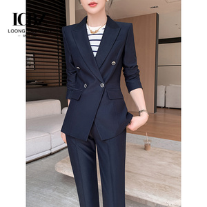 Costume professionnel haut de gamme pour femme, idéal pour le bureau, nouvelle collection printemps-automne, coupe classique, respirant, anti-plis, pour fonctionnaires - Product Image 5
