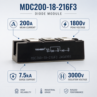 Module de diode TECHSEM MDC200-18-216F3 à montage sur châssis, redresseur de puissance 200A 1800V pour onduleurs PWM et applications industrielles