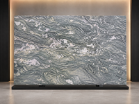 Dalles de quartzite naturel émeraude des Alpes polies, découpées sur mesure, pour carrelage de sol, plans de travail d'îlots de cuisine, comptoirs de bar et dessus de tables consoles