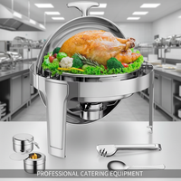 Chauffe-Plats Commercial Professionnel 6QT en Acier Inoxydable 201 avec Couvercle Rabattable, Alimenté à l'Alcool, pour Hôtels et Traiteurs