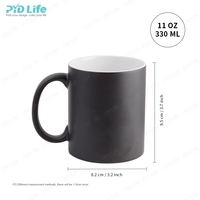 Mug Céramique Vierge à Sublimation Personnalisé en Gros 11oz, Mug Magique Changeant de Couleur Noir Mat