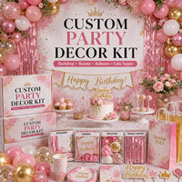 Kit de décorations de fête en plastique sur le thème des anniversaires personnalisés, bannière de fond, ballons, nappe, décoration de gâteau, vente en gros