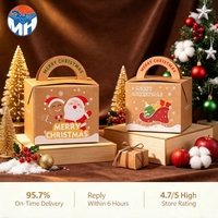 Boîte d'emballage portable en papier kraft recyclé pour fruits, motif Réveillon de Noël, pour présentation de dossiers, cadeau de paix