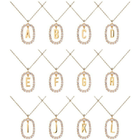Vente chaude Plaqué Or 18K Lettre Initiale Pendentif Collier 26 Lettre Conception avec Diamant Style Classique Chaînes Accessoire