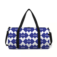 Sac de sport à grande capacité avec imprimé argyle et lettres grecques de la sororité Phi Delta Kappaas, sac de sport portable, sac de voyage, cadeau