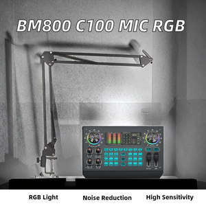 Micrófono de Condensador Cardioide Profesional BM800 C100, Tarjeta de Sonido XLR, Cancelación de Ruido, Iluminación RGB, Alta Sensibilidad, Ligero - Product Image 2