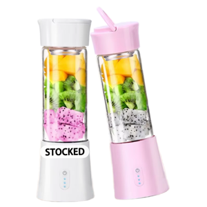 Mini Licuadora Portátil de 6 Cuchillas con Logotipo Personalizado, Licuadora de Frutas Personal sin BPA, Vaso de Vidrio de 380 ml, Cargador USB, Trituradora de Hielo para Coche, USB Re - Product Image 1