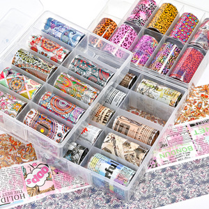 10 Rollos/Caja de Adhesivos Decorativos para Uñas Estilo Japonés, Juego de Adhesivos de Transferencia con Diseño de Cielo, 100x4cm, Lámina Dorada y Plateada para Uñas - Product Image 1