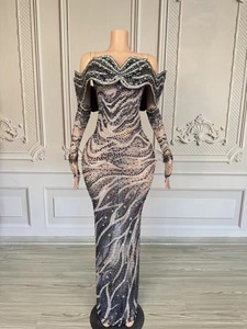 Robes <span class=keywords><strong>de</strong></span> Soirée Sans Bretelles Bal Cristal Coupe A-Line Longueur Ras du Sol pour Banquet Femme Remise <span class=keywords><strong>de</strong></span> Diplôme <span class=keywords><strong>Mariage</strong></span> Soirée Vintage Sexy - Product Image 5