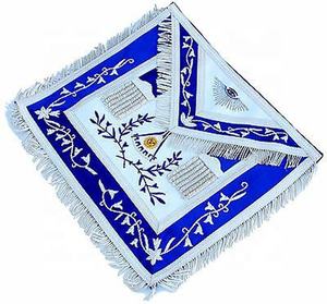 Tablier de maître maçon brodé à la main Décoration perlée magnétique de haute qualité Tissu Regalia pour maîtres maçons - Product Image 1