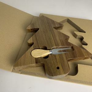 Platos de Madera de <span class=keywords><strong>Acacia</strong></span> Navideños con Envío Gratuito en EE. UU., Platos para Fiestas con Forma de Ciervo y Árbol, Platos de Cartón de Madera Natural - Product Image 2