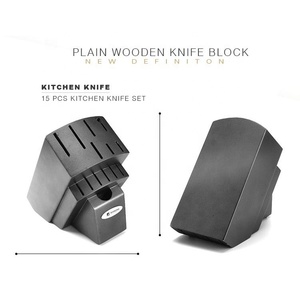 Chất Lượng Cao 17-Pcs Dao Nhà Bếp Thiết Lập Đôi Bolster Mềm Cao Su Xử Lý Màu Đen Dao Bằng Gỗ Khối Dùng Một Lần PP + Tpr Chất Liệu - Product Image 5