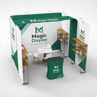 Stand d'exposition portable 10x10 pieds à montage rapide, avec mur d'arrière-plan en tissu tendu en aluminium, pour promotion événementielle et salons professionnels