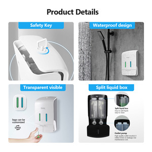 Nuova doppia bottiglia Dispenser sapone liquido manuale per Shampoo e bagnoschiuma 500ML * 2 Dispenser per il bagno - Product Image 2