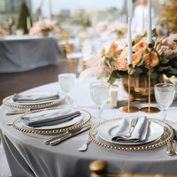 Assiette de service Xiangjin en plastique PS, écologique, durable, moderne, de luxe, avec perles dorées, logo personnalisé, motif personnalisé, pour décoration de mariage et de fête