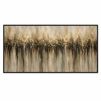 Peinture sur toile abstraite dorée champagne, effet goutte à goutte, art mural texturé neutre pour la décoration de hall d'hôtel, salon, bureau