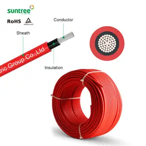 TUV 25mm2 1000v XLPO DC Tinned Copper For Solar Battery Panel Power System Photovoltaic PV Wire Cable PV1-F Manufacturer
