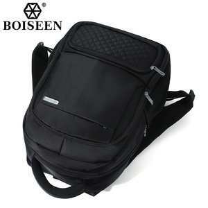 Boiseen Men's <b>Backpack</b> <b>Large</b> Capacity Waterproof Laptop Bag Business Travel Black Solid Color - Product Image 4