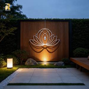 RELONG Large <strong>Silver</strong> Stainless Steel Wall Art Sculpture Metal Lotus Flower Wall Statue Polished Design Traditional Style for Sale - Product Image 2