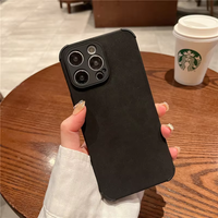 Étui de téléphone en cuir de luxe TPU pour iPhone 16 15 14 13 12 11 Pro Max Mini X Xs Xr, couleur unie rétro, coque en silicone souple